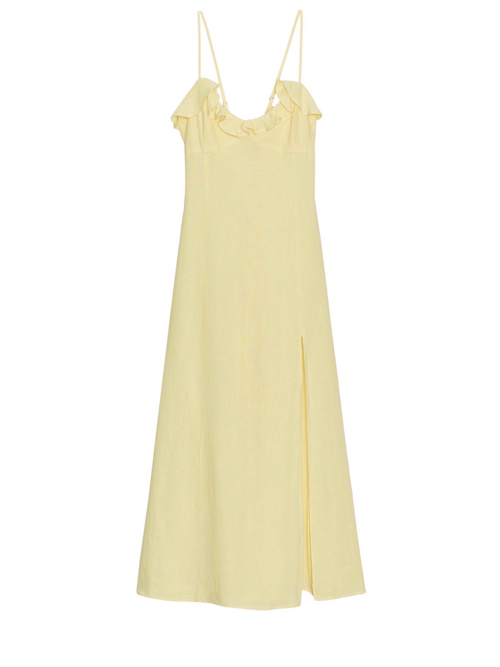 Zara Lemon Ruffle-Trim Spaghetti Strap Maxi Dress